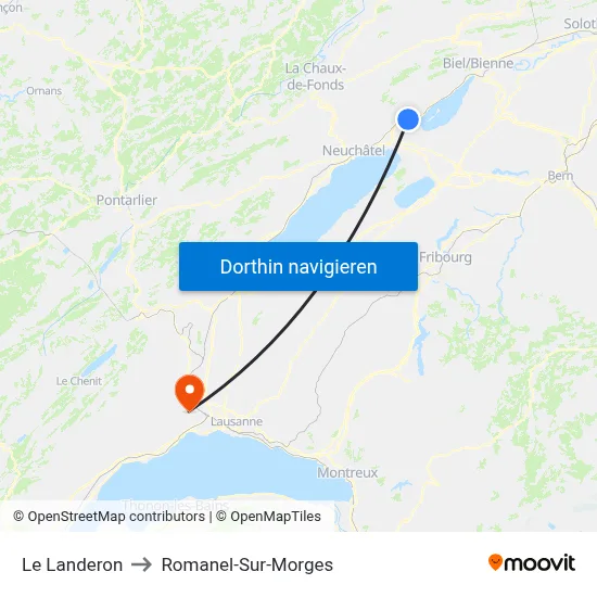 Le Landeron to Romanel-Sur-Morges map