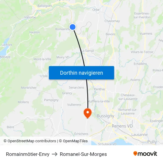 Romainmôtier-Envy to Romanel-Sur-Morges map