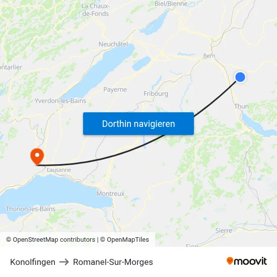 Konolfingen to Romanel-Sur-Morges map