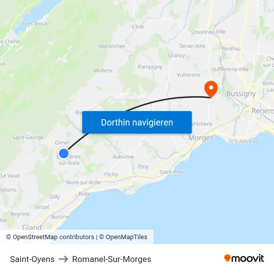 Saint-Oyens to Romanel-Sur-Morges map