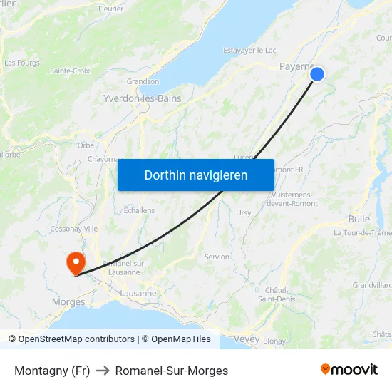 Montagny (Fr) to Romanel-Sur-Morges map