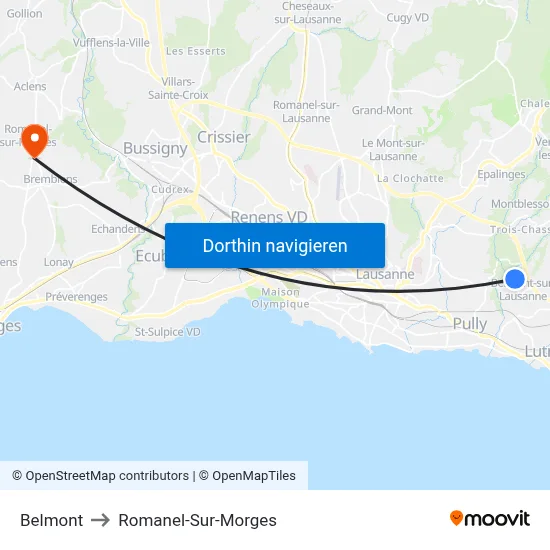 Belmont to Romanel-Sur-Morges map