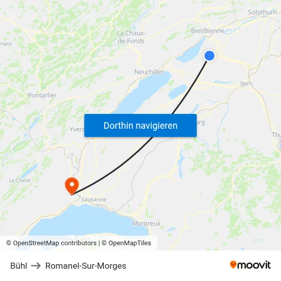 Bühl to Romanel-Sur-Morges map