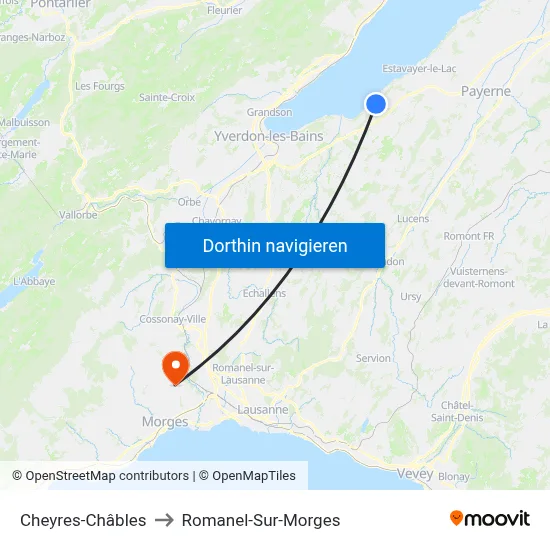 Cheyres-Châbles to Romanel-Sur-Morges map