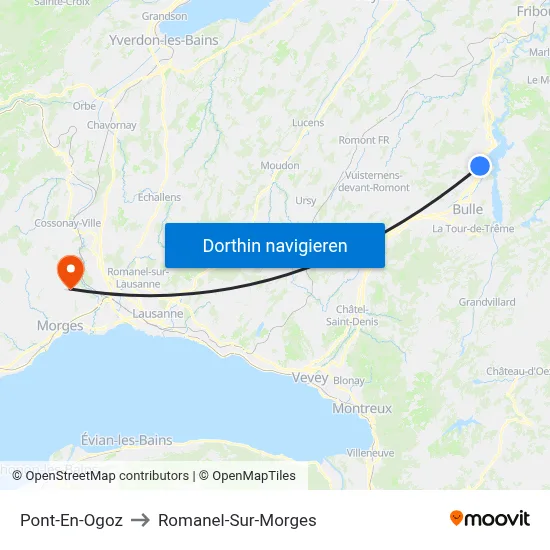 Pont-En-Ogoz to Romanel-Sur-Morges map