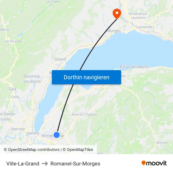 Ville-La-Grand to Romanel-Sur-Morges map
