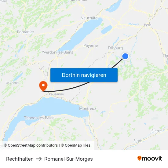 Rechthalten to Romanel-Sur-Morges map