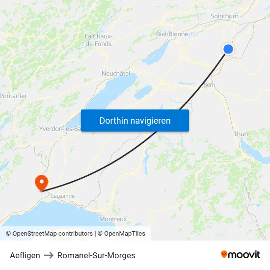 Aefligen to Romanel-Sur-Morges map