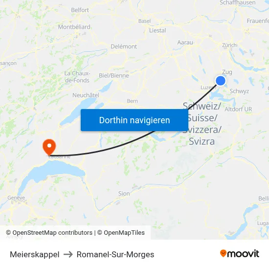 Meierskappel to Romanel-Sur-Morges map