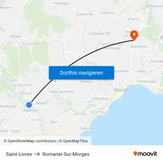 Saint-Livres to Romanel-Sur-Morges map