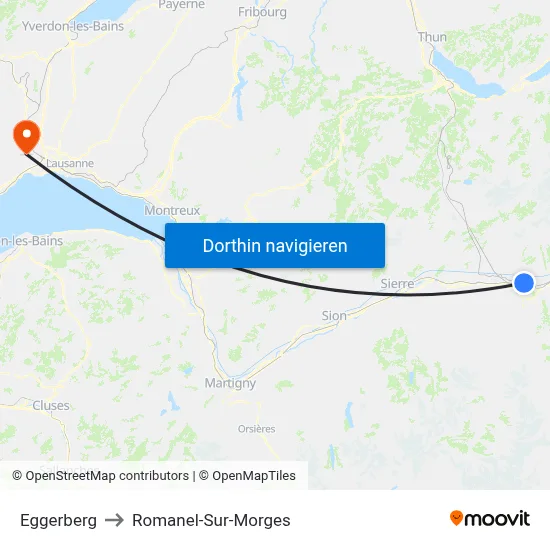 Eggerberg to Romanel-Sur-Morges map