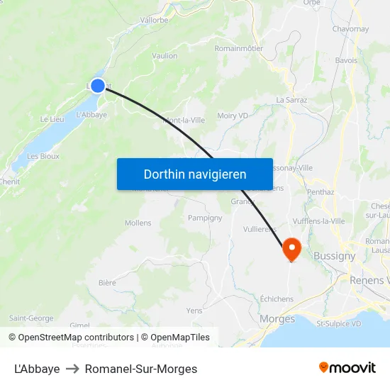 L'Abbaye to Romanel-Sur-Morges map
