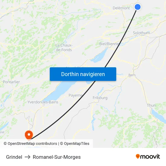 Grindel to Romanel-Sur-Morges map