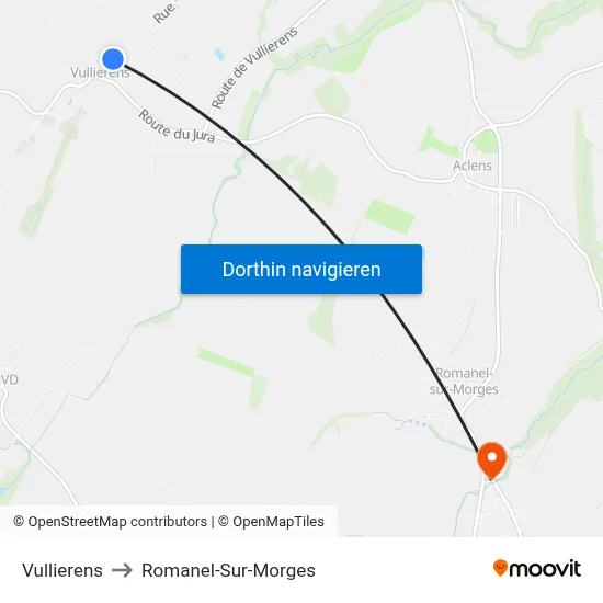 Vullierens to Romanel-Sur-Morges map