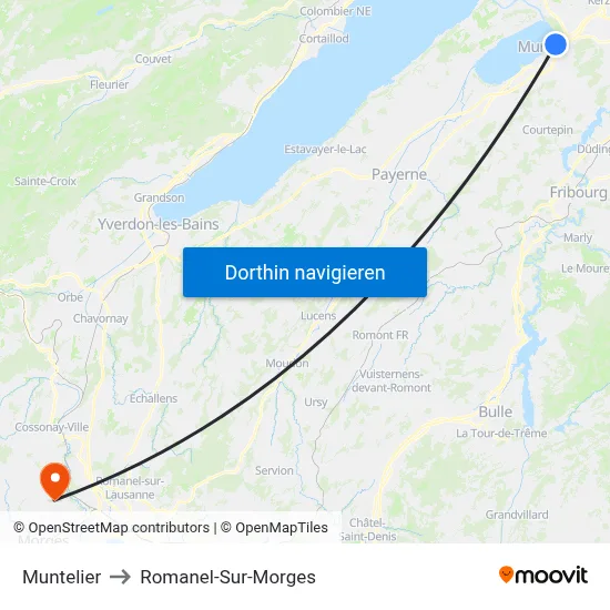 Muntelier to Romanel-Sur-Morges map