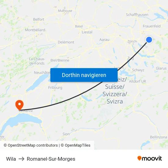 Wila to Romanel-Sur-Morges map