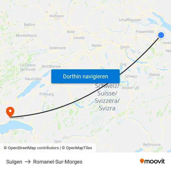 Sulgen to Romanel-Sur-Morges map