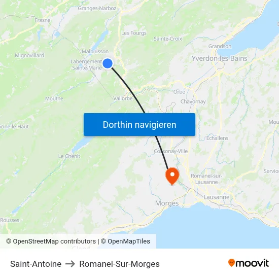 Saint-Antoine to Romanel-Sur-Morges map