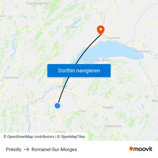 Présilly to Romanel-Sur-Morges map