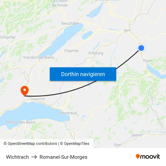 Wichtrach to Romanel-Sur-Morges map