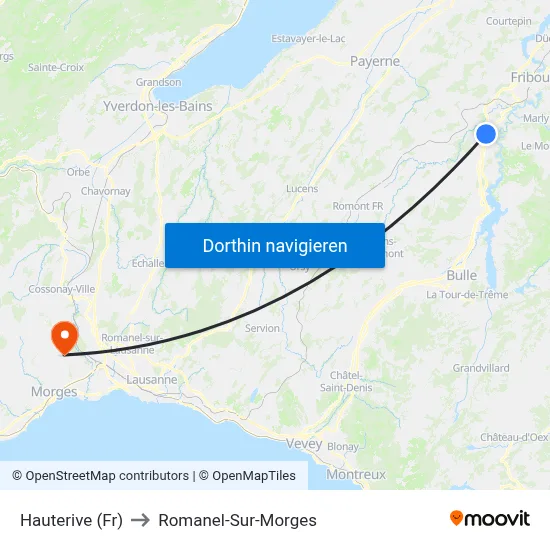 Hauterive (Fr) to Romanel-Sur-Morges map