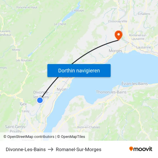 Divonne-Les-Bains to Romanel-Sur-Morges map