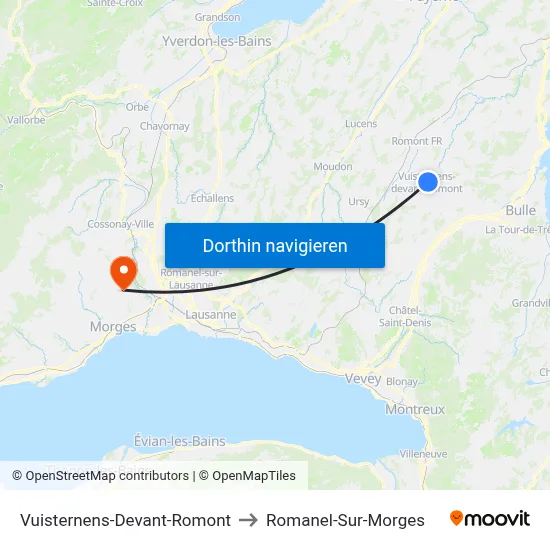 Vuisternens-Devant-Romont to Romanel-Sur-Morges map