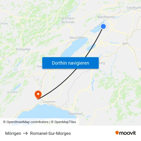 Mörigen to Romanel-Sur-Morges map