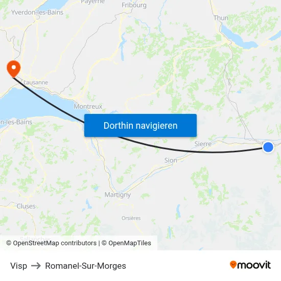Visp to Romanel-Sur-Morges map