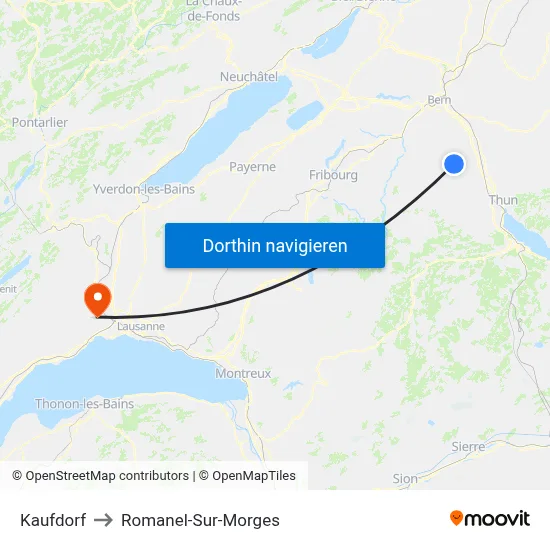 Kaufdorf to Romanel-Sur-Morges map