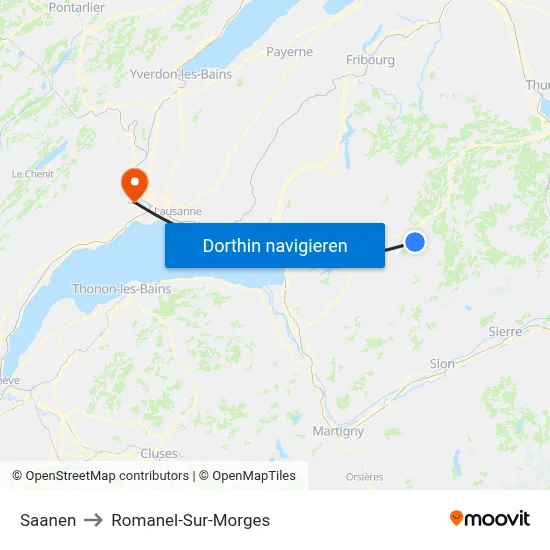 Saanen to Romanel-Sur-Morges map