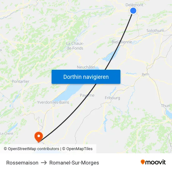 Rossemaison to Romanel-Sur-Morges map