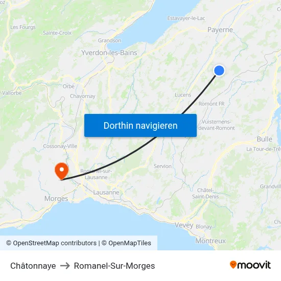 Châtonnaye to Romanel-Sur-Morges map