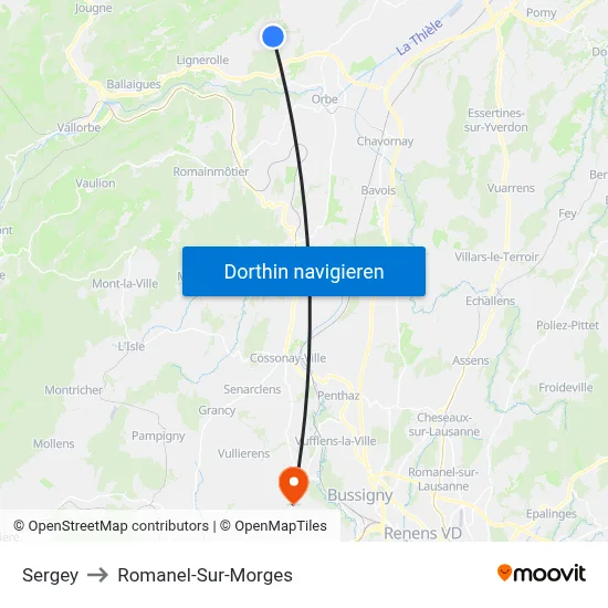 Sergey to Romanel-Sur-Morges map