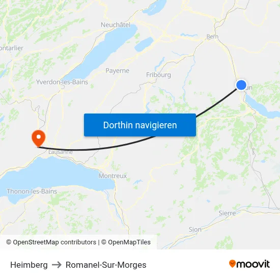 Heimberg to Romanel-Sur-Morges map