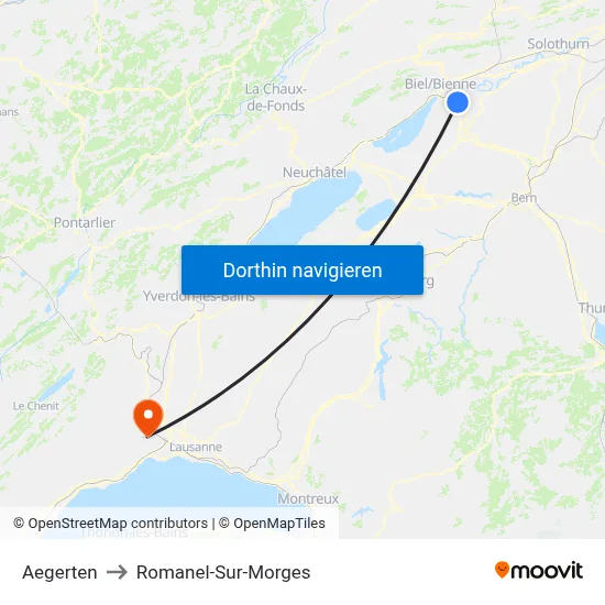 Aegerten to Romanel-Sur-Morges map