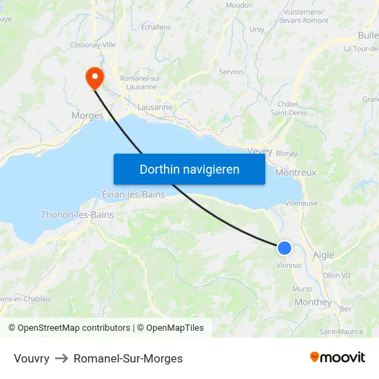 Vouvry to Romanel-Sur-Morges map
