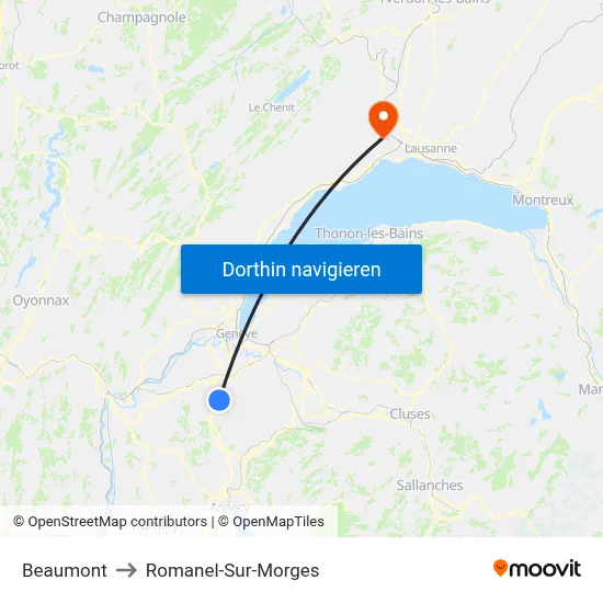Beaumont to Romanel-Sur-Morges map