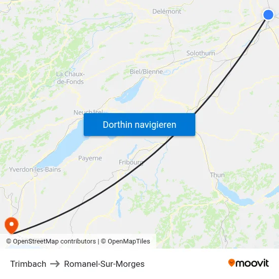 Trimbach to Romanel-Sur-Morges map