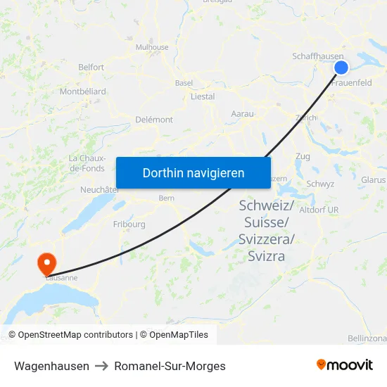 Wagenhausen to Romanel-Sur-Morges map