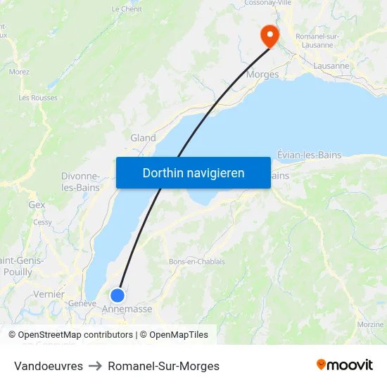 Vandoeuvres to Romanel-Sur-Morges map