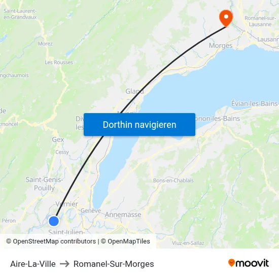 Aire-La-Ville to Romanel-Sur-Morges map