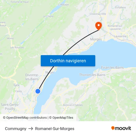 Commugny to Romanel-Sur-Morges map