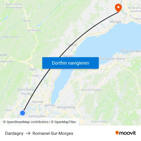 Dardagny to Romanel-Sur-Morges map