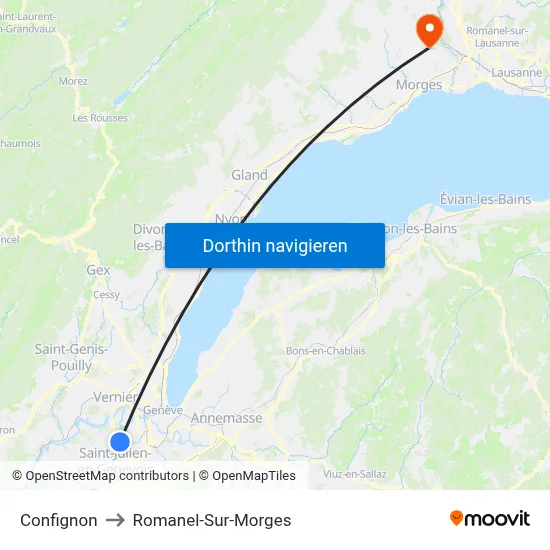 Confignon to Romanel-Sur-Morges map