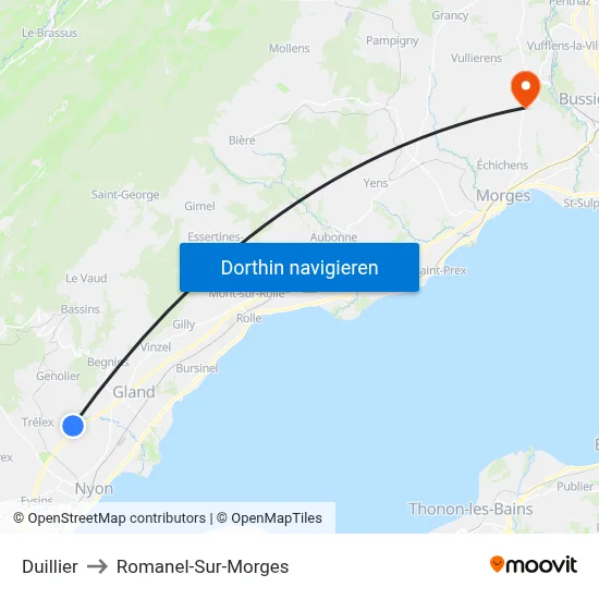 Duillier to Romanel-Sur-Morges map