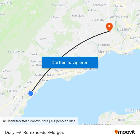 Dully to Romanel-Sur-Morges map