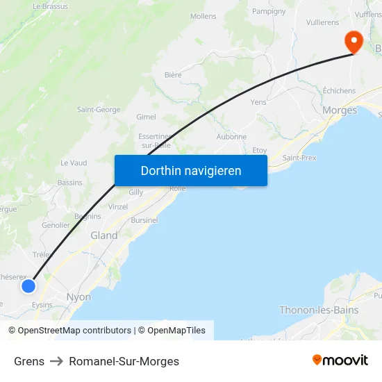 Grens to Romanel-Sur-Morges map