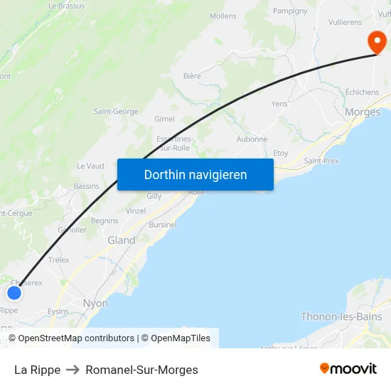 La Rippe to Romanel-Sur-Morges map