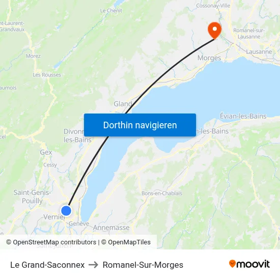 Le Grand-Saconnex to Romanel-Sur-Morges map